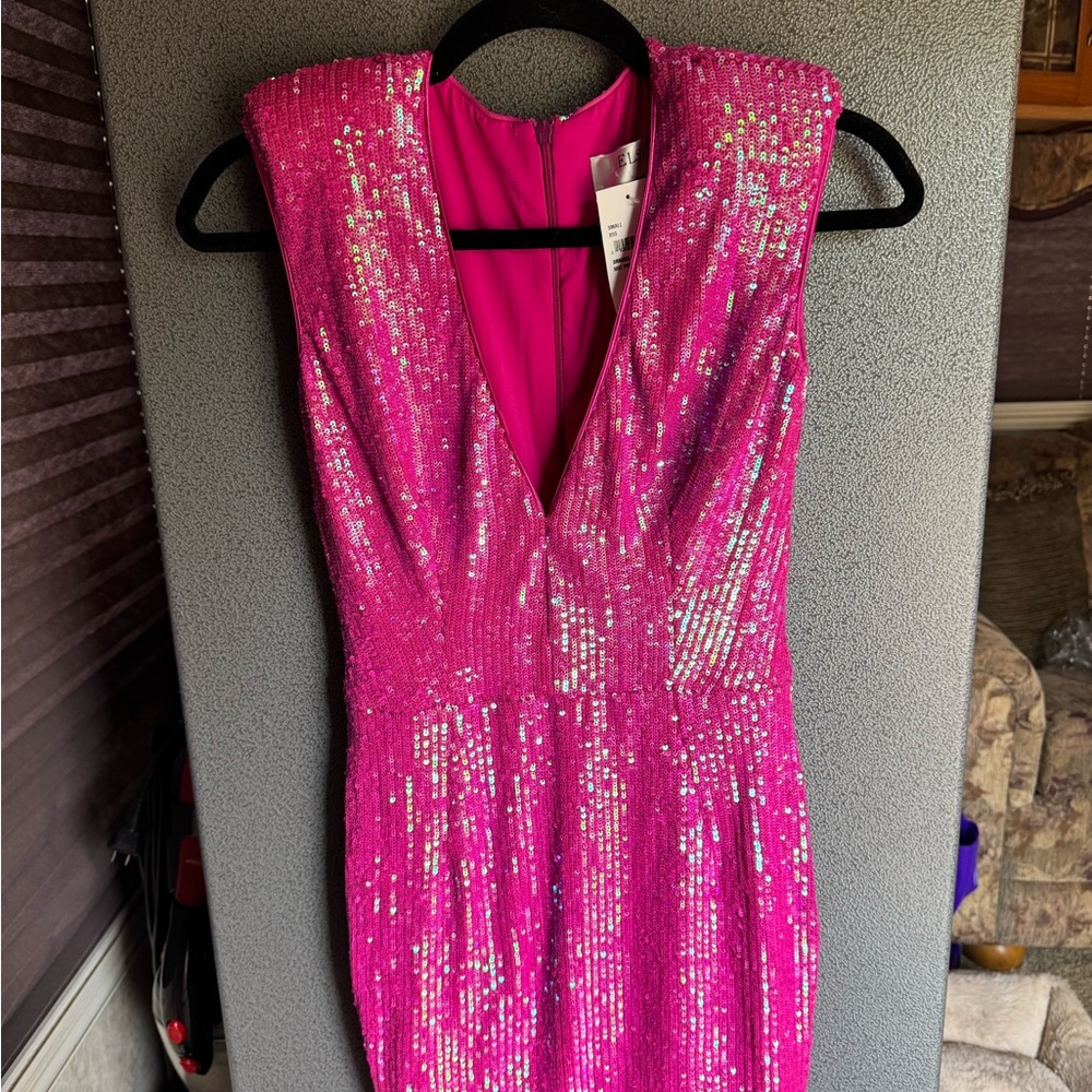 Glamorous Backless Pink Sequin Dress